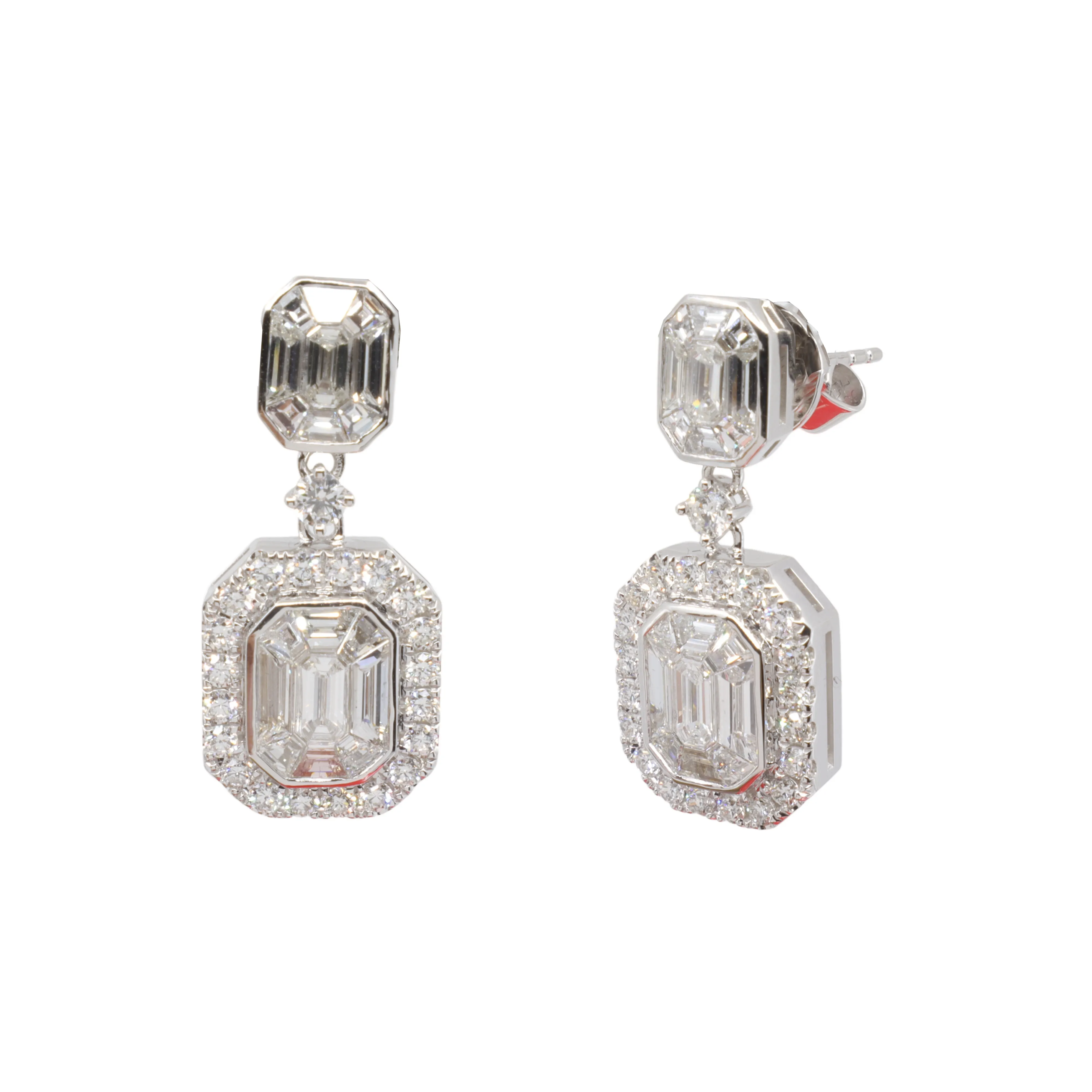 18K White Gold Tdw. 2.60ct Diamond Earring - 20759933