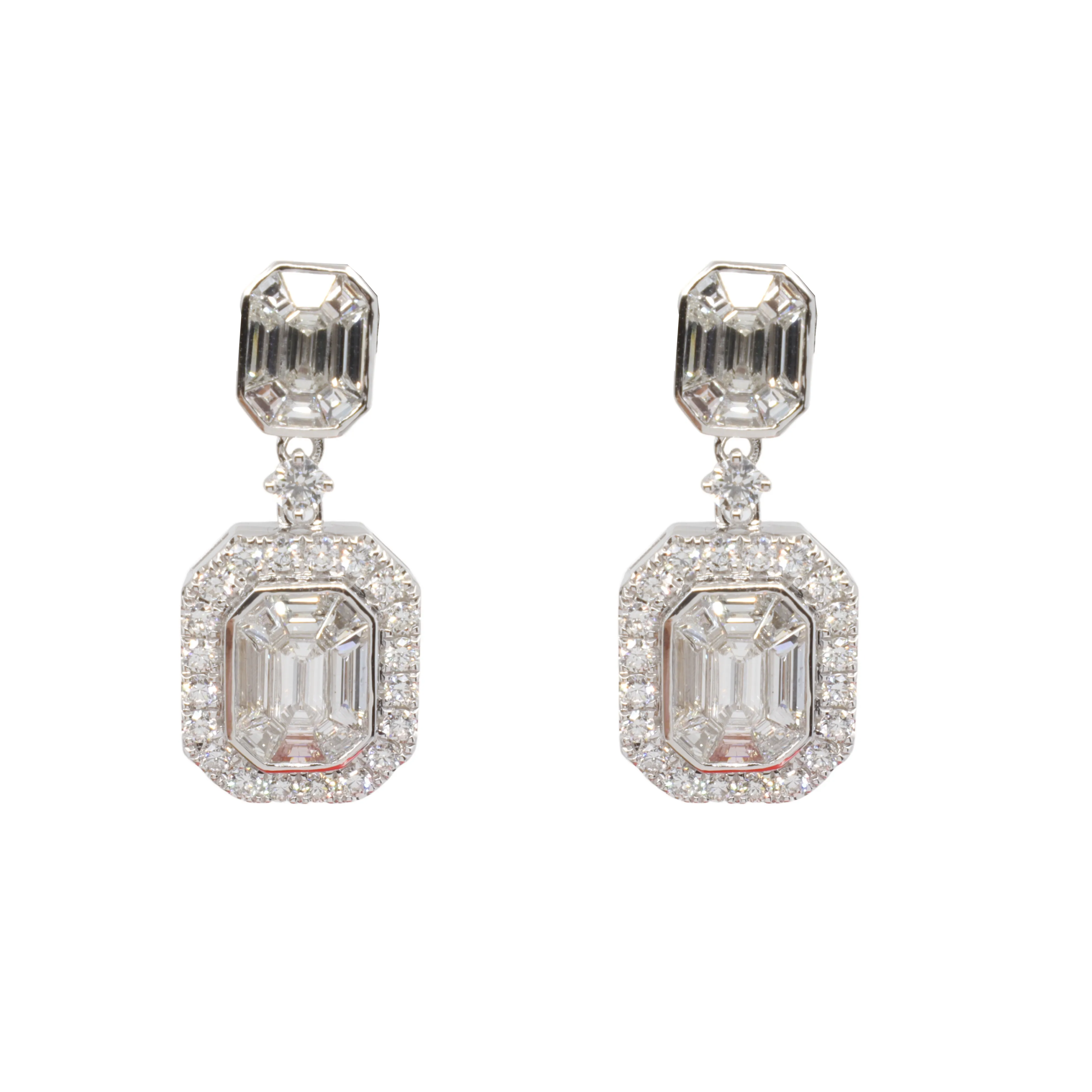 18K White Gold Tdw. 2.60ct Diamond Earring - 20759933