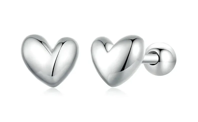 925 Sterling Silver Mini Heart Stud Earrings