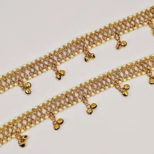 Antique Gold Polki with Bell detailed Payal