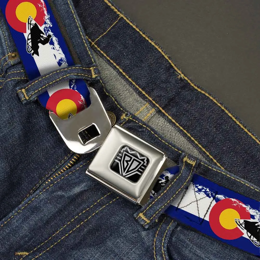 BD Wings Logo CLOSE-UP Full Color Black Silver Seatbelt Belt - Colorado/Snowmobiler/Mountains Webbing
