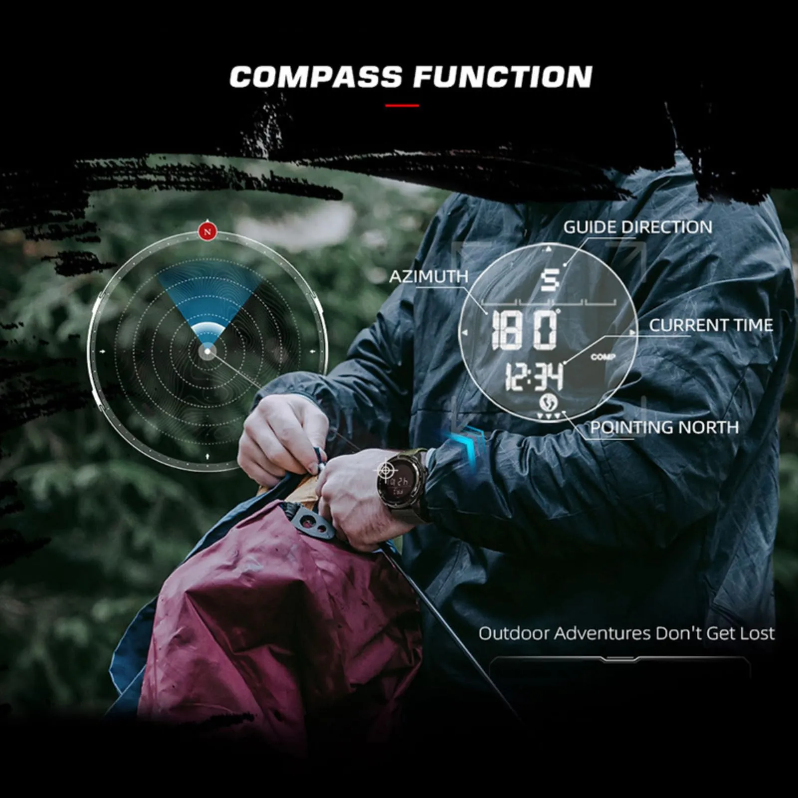 CakCity Military Watches with Compass Hiking Watches for Men Wrist Watches Waterproof Digital Watches for Women/Men Sport Watches Tactical Running Watches