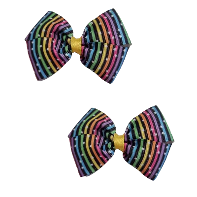 Cherish Hair Bow - Bright Stripes with Stars