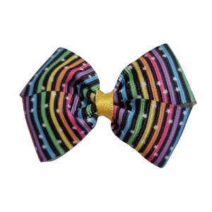 Cherish Hair Bow - Bright Stripes with Stars