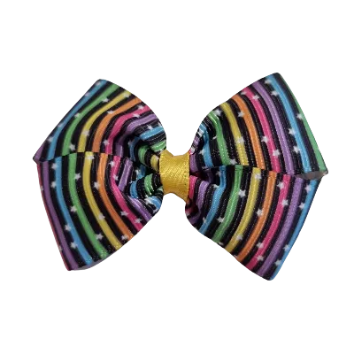 Cherish Hair Bow - Bright Stripes with Stars