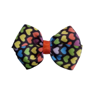 Cherish Hair Bow - Colourful Love Hearts