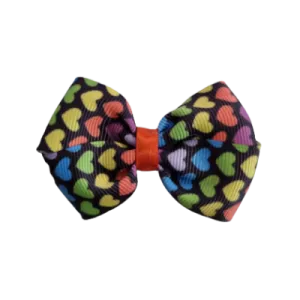 Cherish Hair Bow - Colourful Love Hearts
