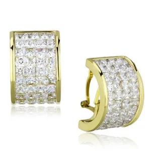 CJE1807 Wholesale Women's Stainless Steel IP Gold AAA Grade CZ Clear Earrings