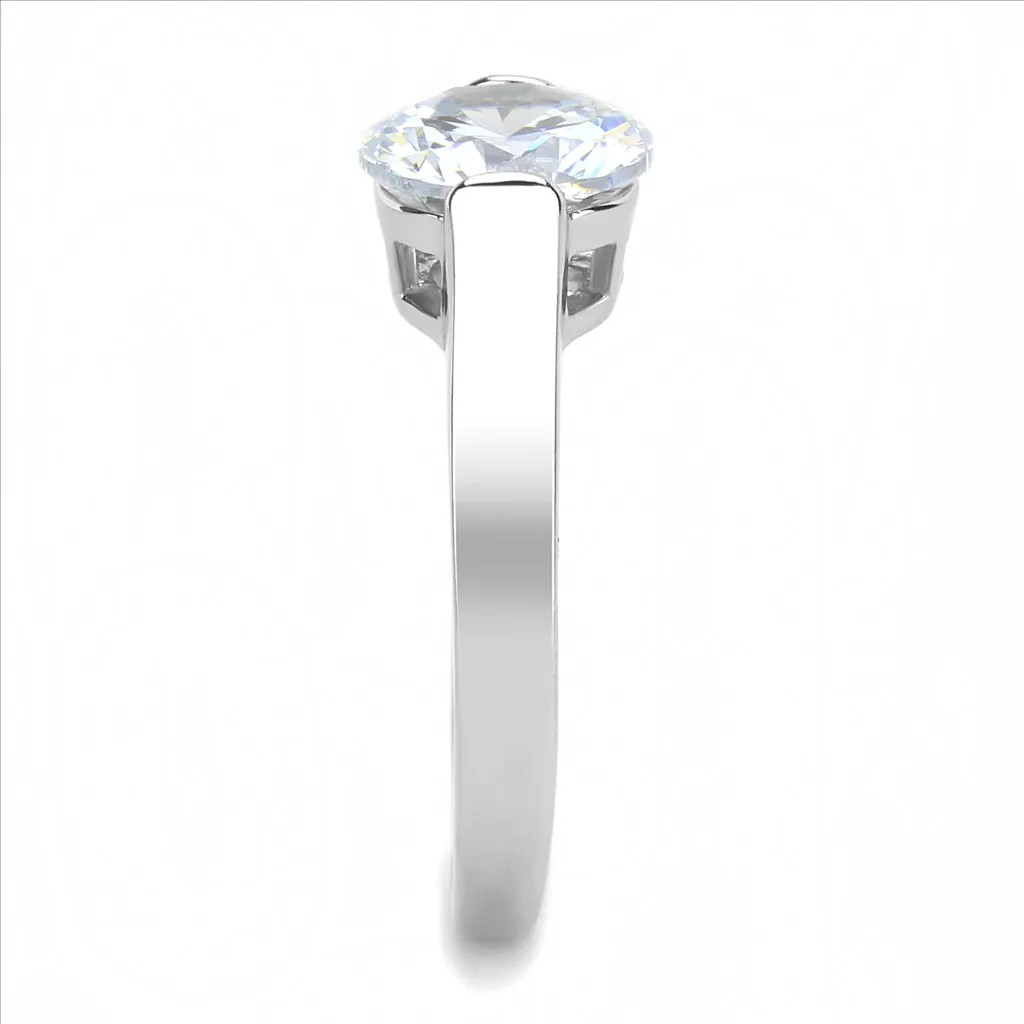 CJE3432 Wholesale Women's Stainless Steel Clear AAA Grade CZ Brilliant Solitaire Ring