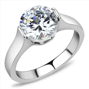 CJE3432 Wholesale Women's Stainless Steel Clear AAA Grade CZ Brilliant Solitaire Ring