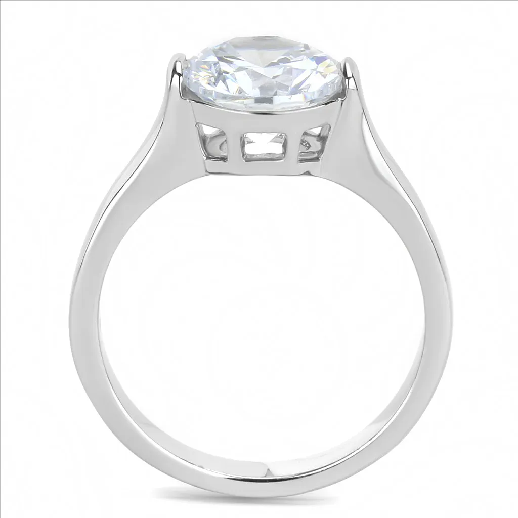CJE3432 Wholesale Women's Stainless Steel Clear AAA Grade CZ Brilliant Solitaire Ring