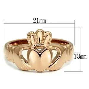 CJG1478 Wholesale IP Rose Gold Stainless Steel Claddagh Ring