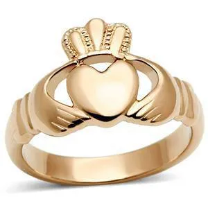 CJG1478 Wholesale IP Rose Gold Stainless Steel Claddagh Ring