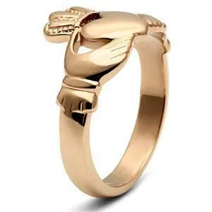 CJG1478 Wholesale IP Rose Gold Stainless Steel Claddagh Ring