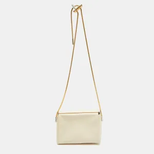 Cream Leather Toggle Shoulder Bag