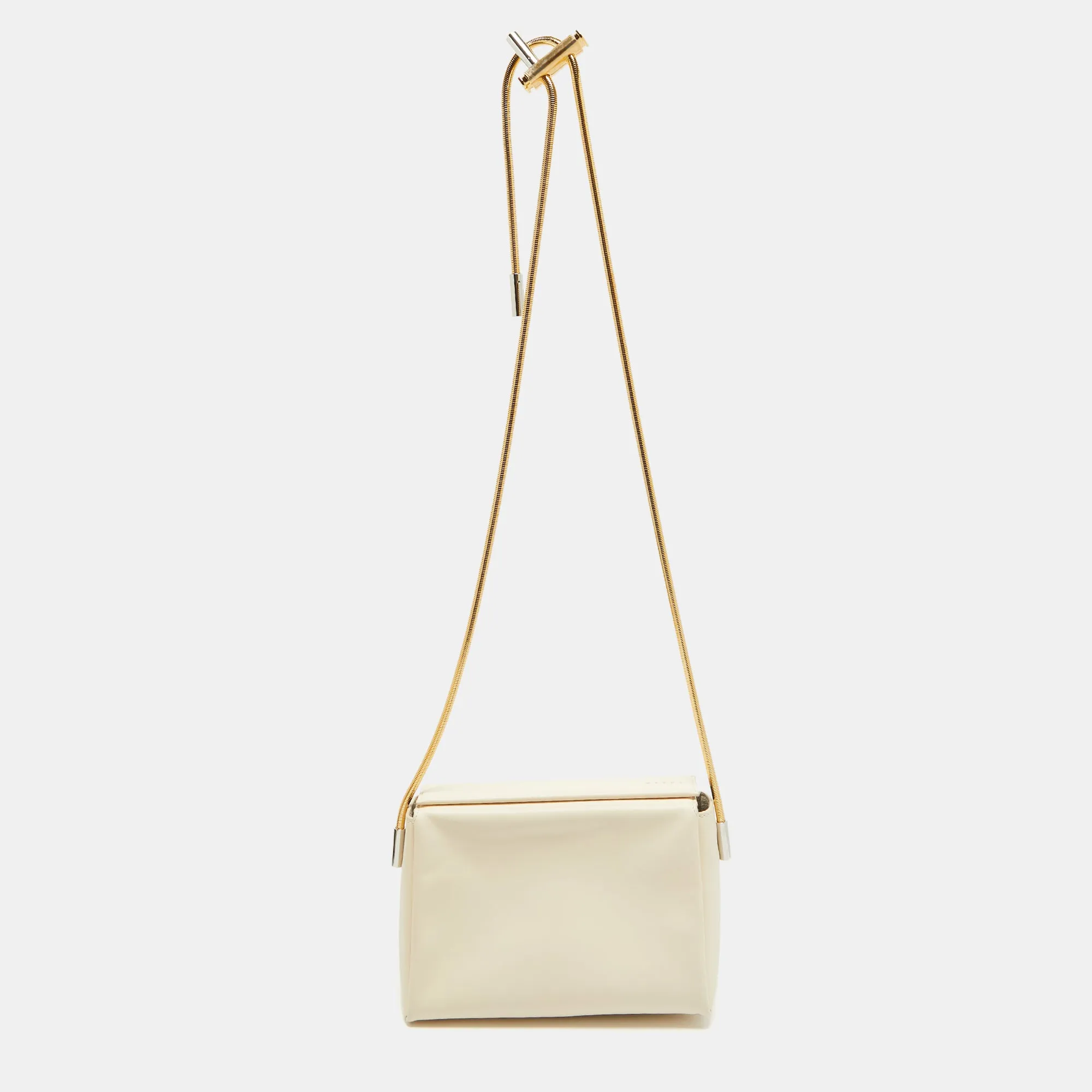 Cream Leather Toggle Shoulder Bag