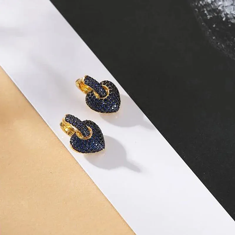 Cubic Zircon Heart Hoop Earrings
