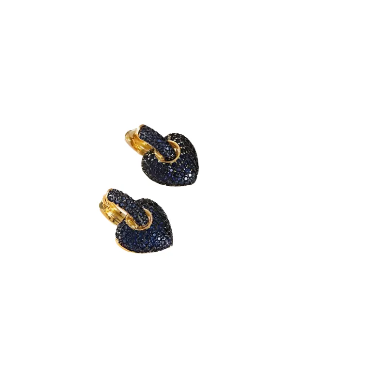 Cubic Zircon Heart Hoop Earrings