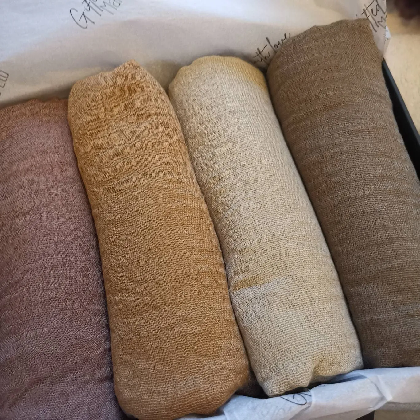 Earth colour hijabs, Gift Box for Ladies, 4 pack crinkle cotton scarves, Cotton Hijabs