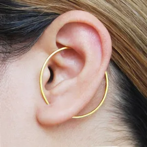 Gold Circle Ear Climber Handmade Triangle Earrings