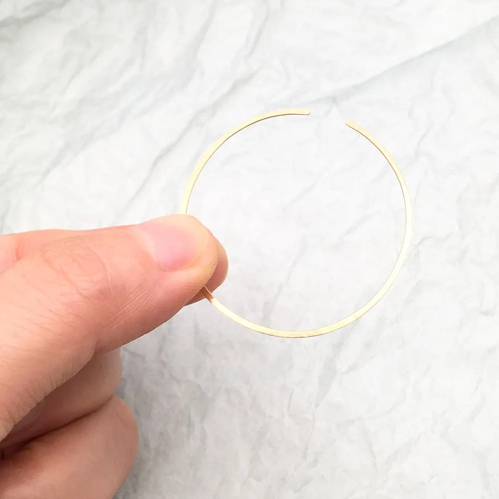Gold Circle Ear Climber Handmade Triangle Earrings