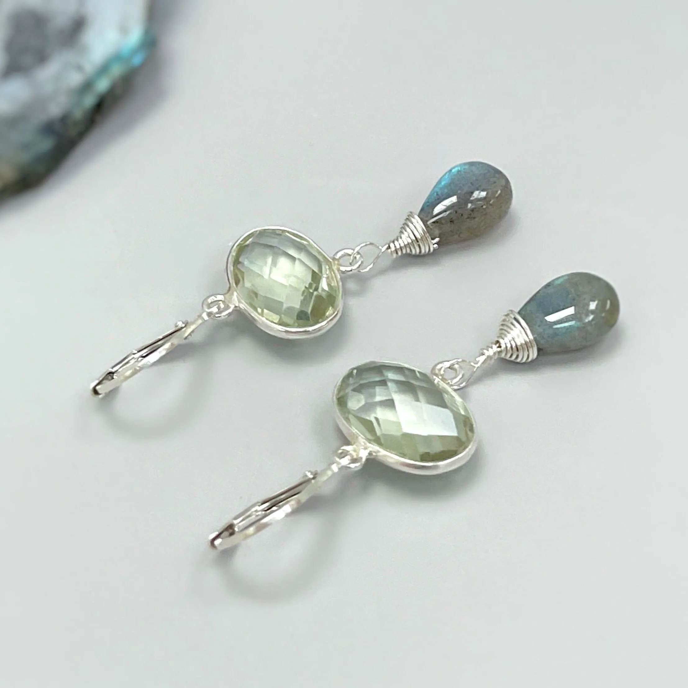 Green Amethyst and Labradorite earrings