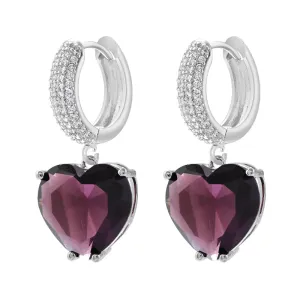 Heart Shaped Zircon Hoop Earrings