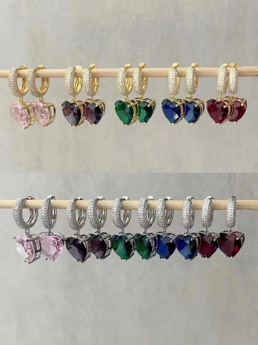 Heart Shaped Zircon Hoop Earrings