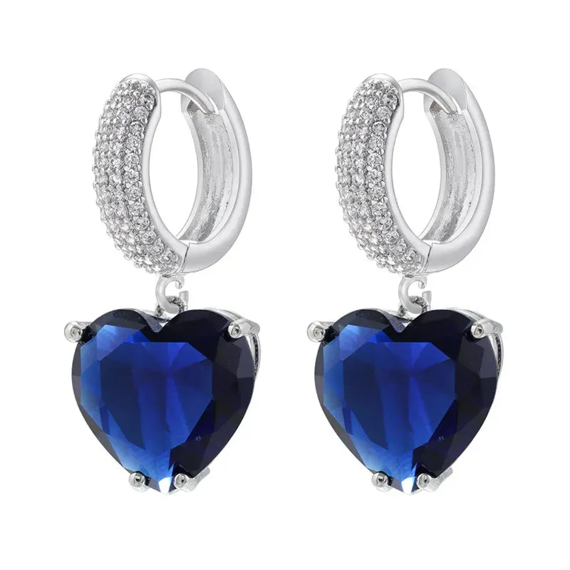Heart Shaped Zircon Hoop Earrings