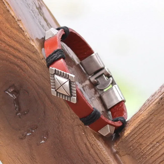 Hot Summer Style Bracelet Men Vintage Handmade Genuine Leather Wrap Charm Cross Bracelets Bangles Mens Bracelets pulseras