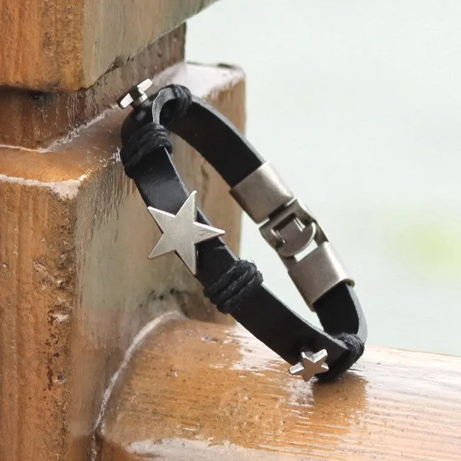 Hot Summer Style Bracelet Men Vintage Handmade Genuine Leather Wrap Charm Cross Bracelets Bangles Mens Bracelets pulseras