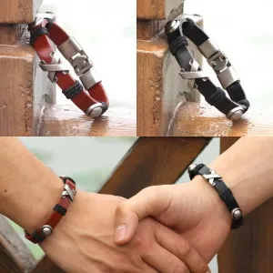 Hot Summer Style Bracelet Men Vintage Handmade Genuine Leather Wrap Charm Cross Bracelets Bangles Mens Bracelets pulseras