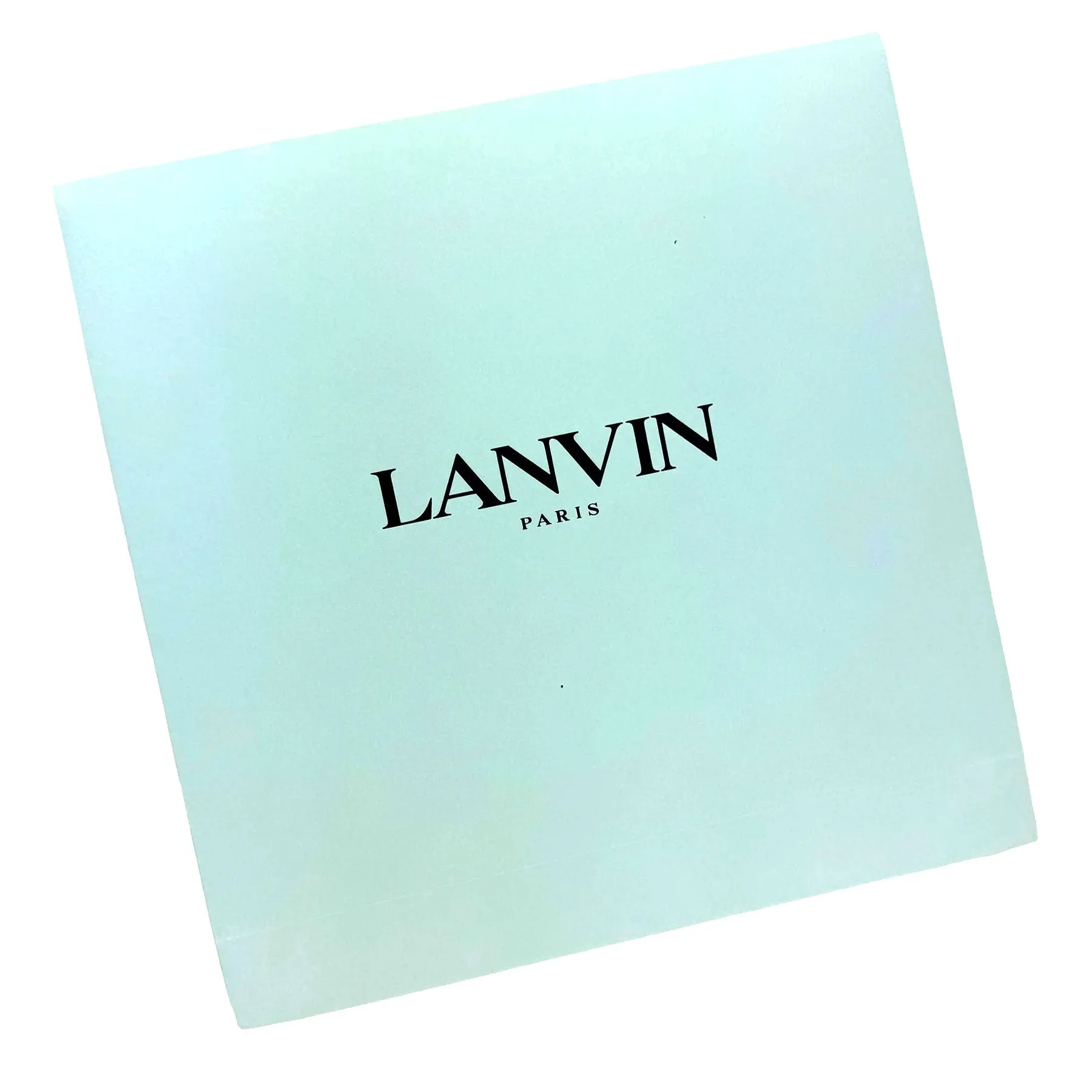 Lanvin Scarf Blue Island & Logo Design - Extra Large Square Wool Silk Wrap