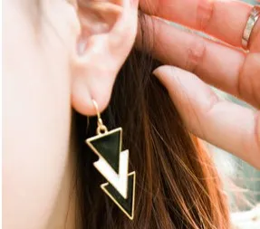 Long Drop Triangle Dangle Fashion Earrings
