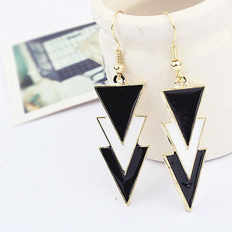 Long Drop Triangle Dangle Fashion Earrings