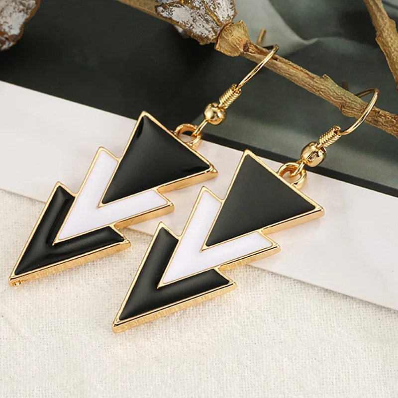 Long Drop Triangle Dangle Fashion Earrings