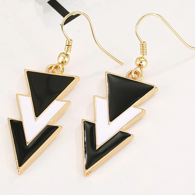 Long Drop Triangle Dangle Fashion Earrings
