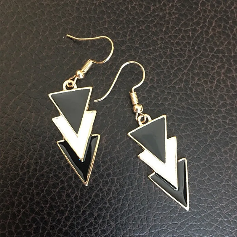 Long Drop Triangle Dangle Fashion Earrings