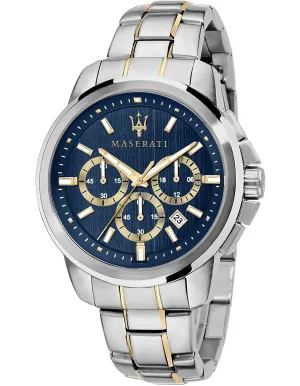 MASERATI SUCCESSO 44MM CHR BLUE DIAL BR SS YG - R8873621016