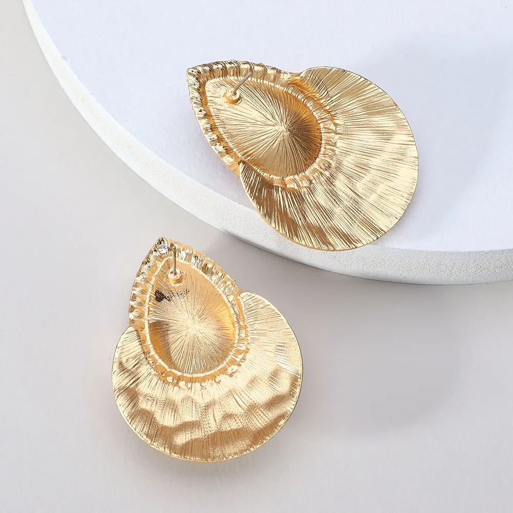Modern Punk Goth Metal Glossy Glass Big Stud Earrings For Women