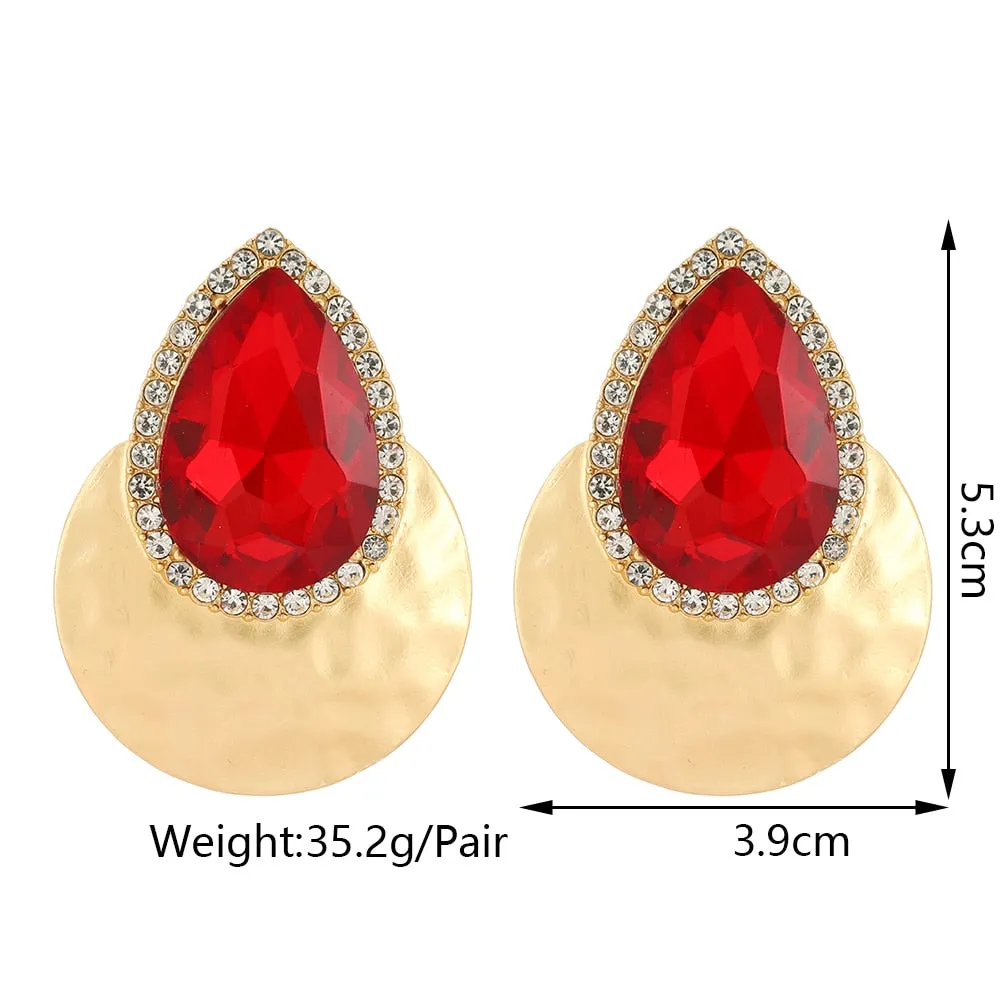 Modern Punk Goth Metal Glossy Glass Big Stud Earrings For Women
