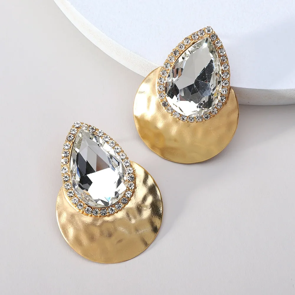 Modern Punk Goth Metal Glossy Glass Big Stud Earrings For Women