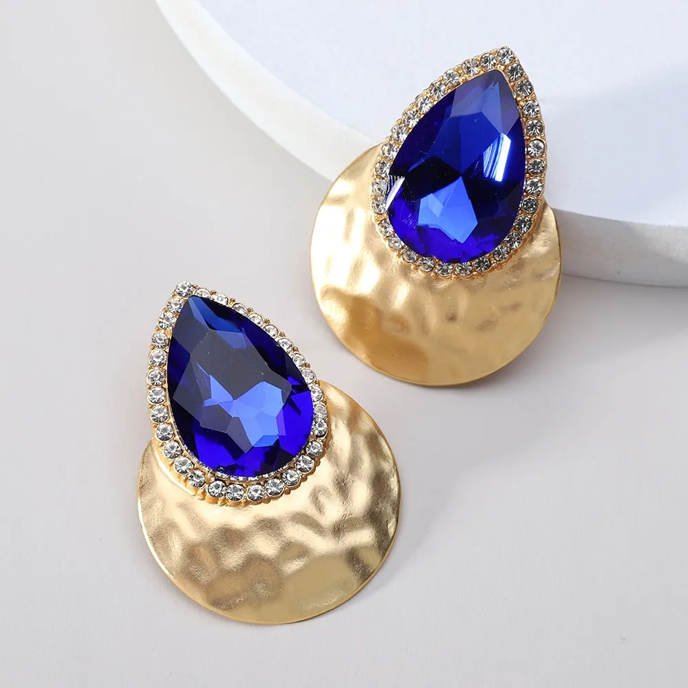 Modern Punk Goth Metal Glossy Glass Big Stud Earrings For Women