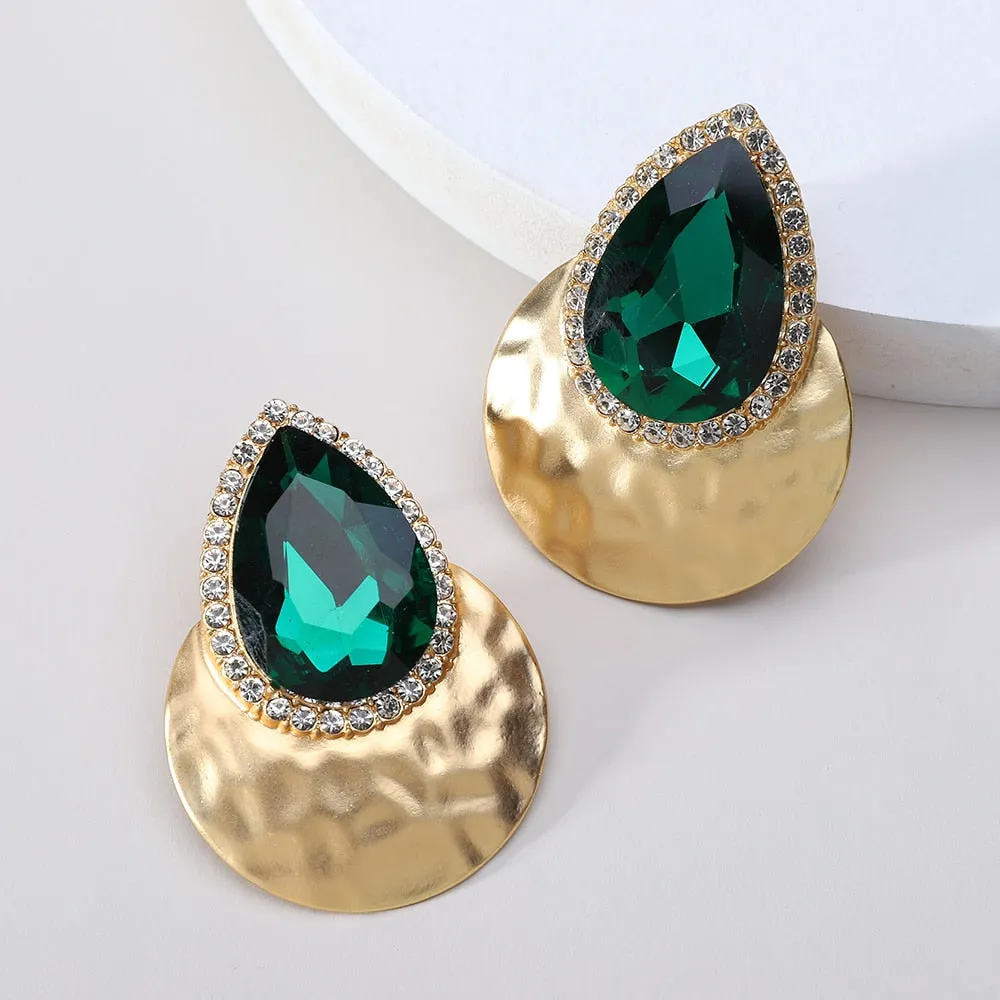 Modern Punk Goth Metal Glossy Glass Big Stud Earrings For Women