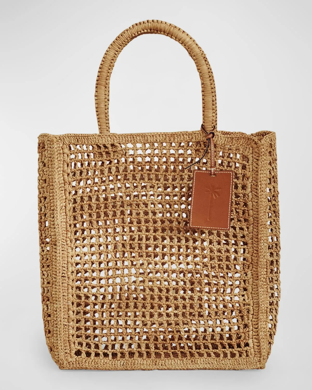 Net North-South Raffia Top-Handle Bag