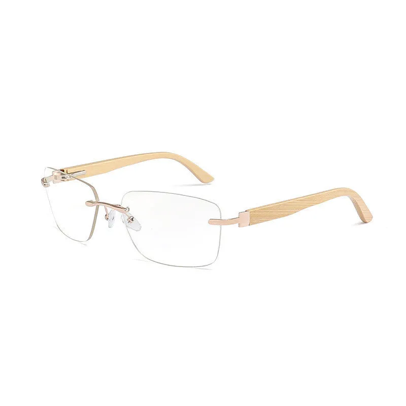 New Style Bamboo Arms Square Frameless Sunglasses.