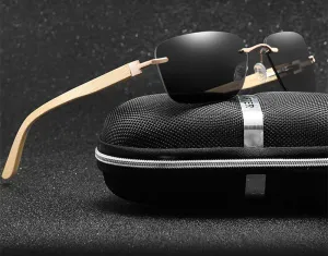 New Style Bamboo Arms Square Frameless Sunglasses.