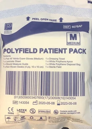 Premier Polyfield Patient Dressing Pack with Nitrile Gloves - 20 Packs S/M/L