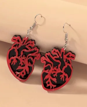 Quirky - Heart earrings | human anatomy dangle earrings | picasso art abstract earrings | gothic halloween party earrings | biology medical student
