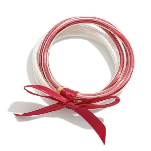 Red & White  Five Glitter Jelly Vinyl Game Day Bracelets